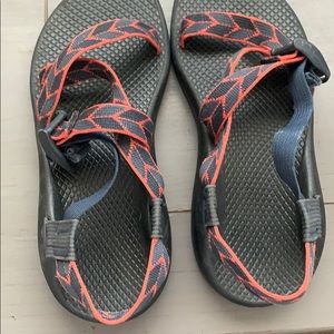 blue and red chacos!